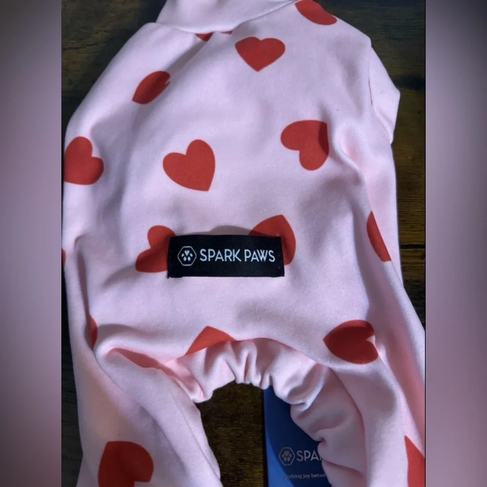 Pink Heart Print Dog Pajamas